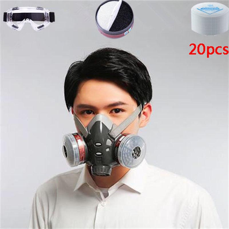 Half Mask Spray Paint Gas Mask Respiratory Protection Safety Dust-proof Respirator Mask Filter