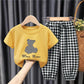 Boys and Girls Suits Summer Cotton Short-sleeved T-shirt Children's Clothes Baby Casual Two-piece Suit Round Neck Short-sleeved T-shirt + Trousers