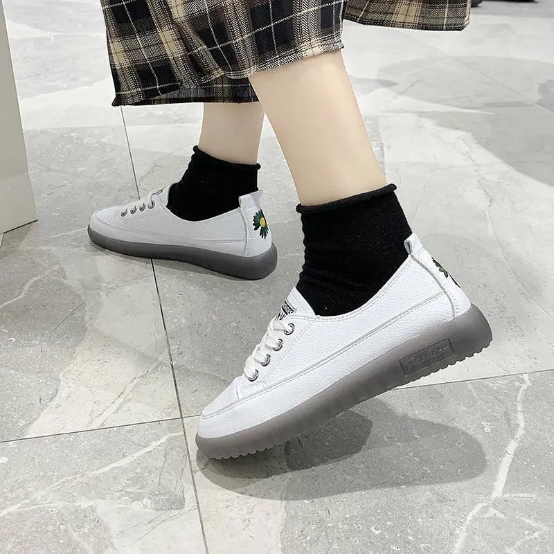 Leather Small White Shoes Female Korean Version One-step Flat-bottomed Casual Shoes Increase In Women's Shoes Xiao Zou Ju Shoes Spring