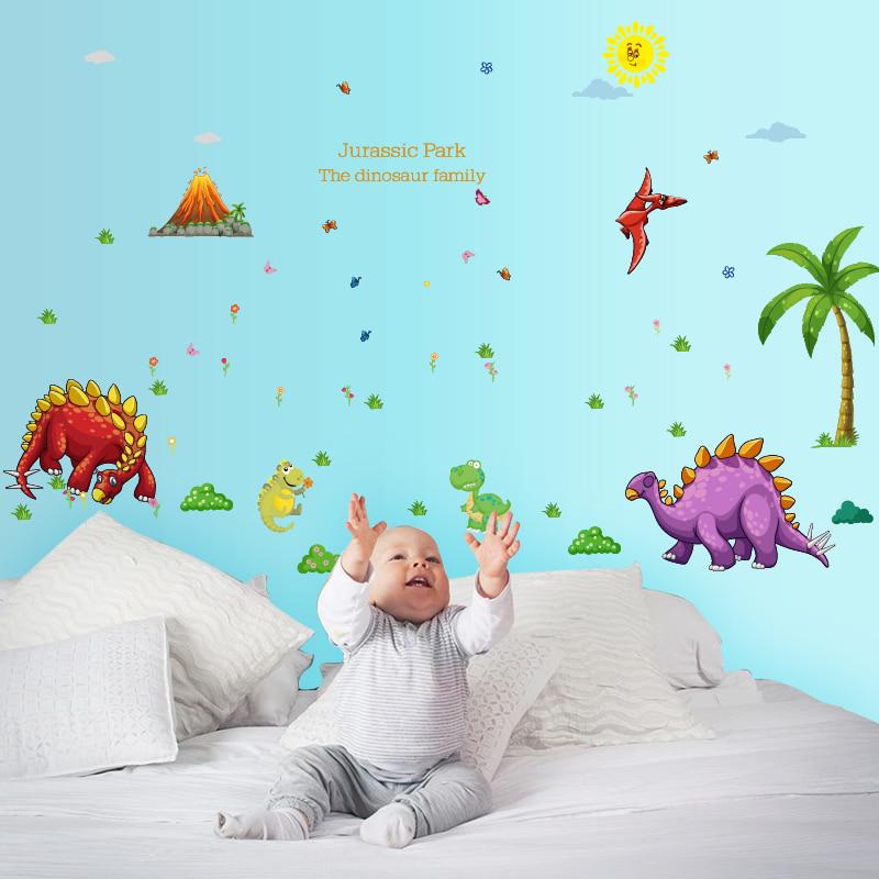 [Wall sticker] cartoon dinosaur paradise children wall stickers for kids rooms nursery baby bedroom