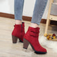 Martin Boots Women's Winter Thick Heel Large Women's Shoes Short Tube Women's Shoes Warm Snow Boots Women Fashion Zipper Boots
