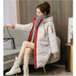 Down Cotton Jacket Winter Thicken Warm Loose Fashion Color Glossy Disposable Stand Collar Mid-length Cotton Jacket Women