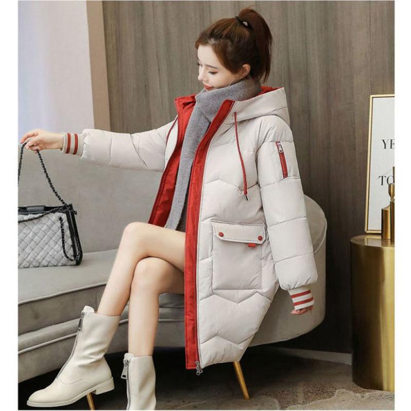 Down Cotton Jacket Winter Thicken Warm Loose Fashion Color Glossy Disposable Stand Collar Mid-length Cotton Jacket Women