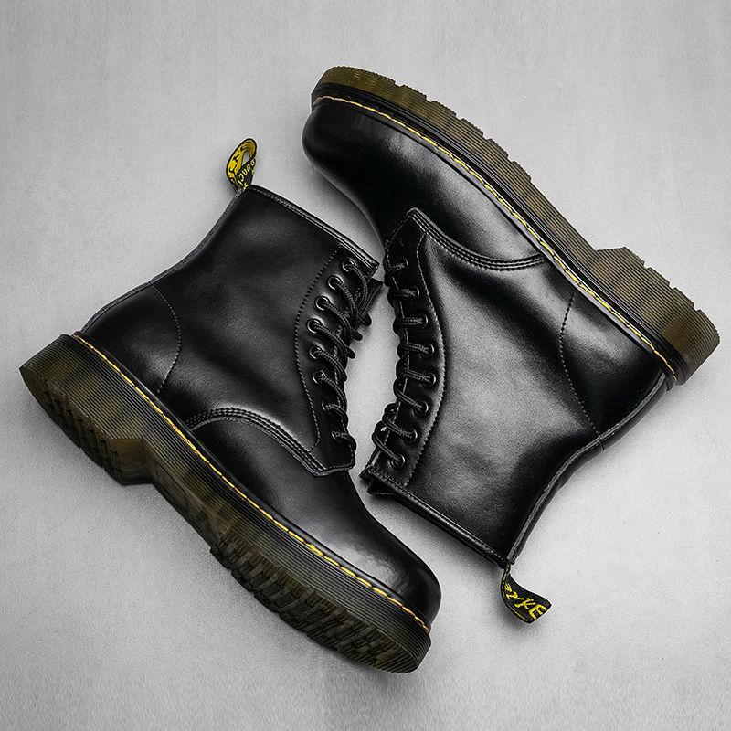 Men High-top Martin Boots British Style Couple Breathable Work Boots All-match Waterproof Thick Bottom Outdoor Shoes Autumn Winter