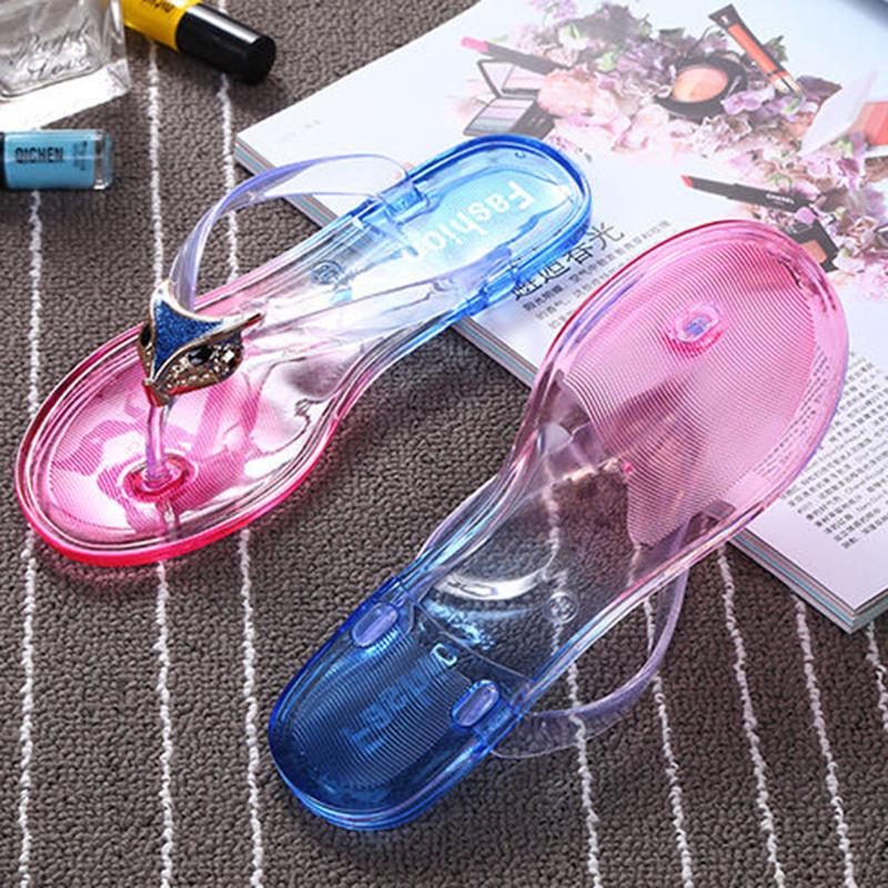 Crystal Transparent Beach Flip Flops Vacation Flip Flops Sandals and Slippers Women Summer Fashion Outside The Seaside One Size Smaller