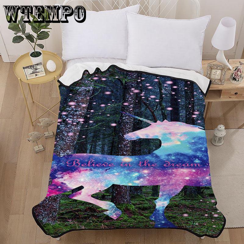 WTEMPO Brand Super Soft Blanket Unicorn Pattern Blanket Decorative Bedding Christmas Gift