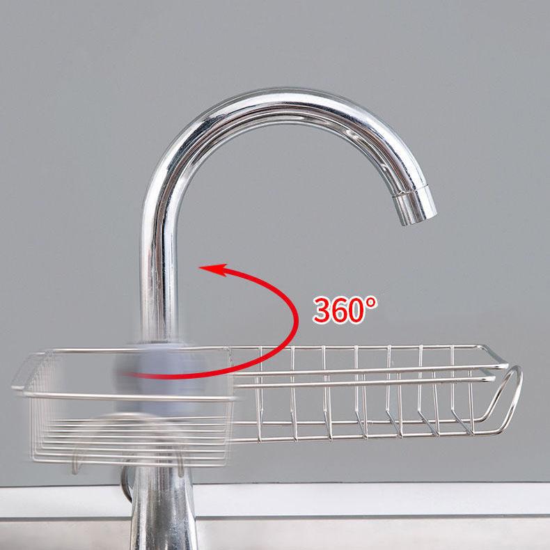 Faucet Rack Stainless Steel Kitchen Sink Storage Rack Retractable Rotatable Drain Rack Washbasin Sink Rag Basket