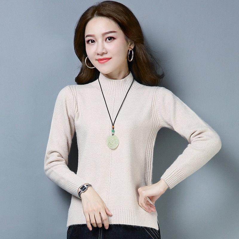 Sweater Women Autumn Winter Loose Casual Solid Color Sweater Long-sleeved Knitwear Women Short Sweater