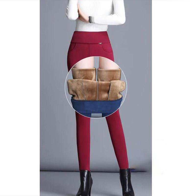 Winter Gold Velvet Leggings for Women Wearing High Waist and Slimming Solid Color Plus Velvet Thickening Tight Feet To Keep Warm