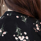 Women's Spring and Autumn Floral Dress Long Sleeve A-Line Stand Collar Mid-length Skirt Shirt Sleeve