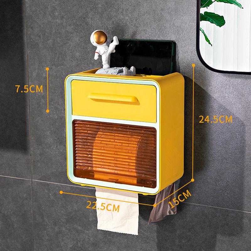 Toilet Tissue Box Draw Paper Box Bathroom Wall-mounted Punch-free Paper Box Toilet Paper Storage Box Toilet Paper Box Waterproof