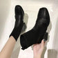 Women's Thick Heel Fashion Boots Autumn and Winter Trend All-match High-heeled Boots Short Tube High-top Shoes Microfiber Sock Boots