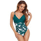 Paneled One Piece Swimsuit Feminine Cross Straps Print Swimsuit Beachwear