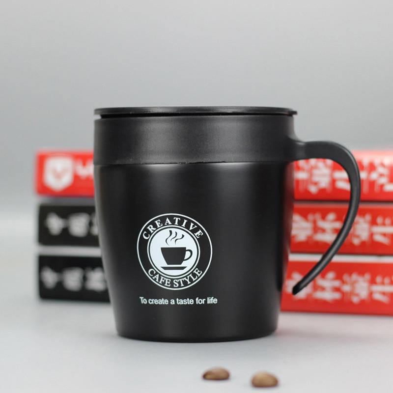 380ml Coffee Vacuum Cup Stainless Steel Vacuum Flask with Handle Cover and Stirring Spoon
