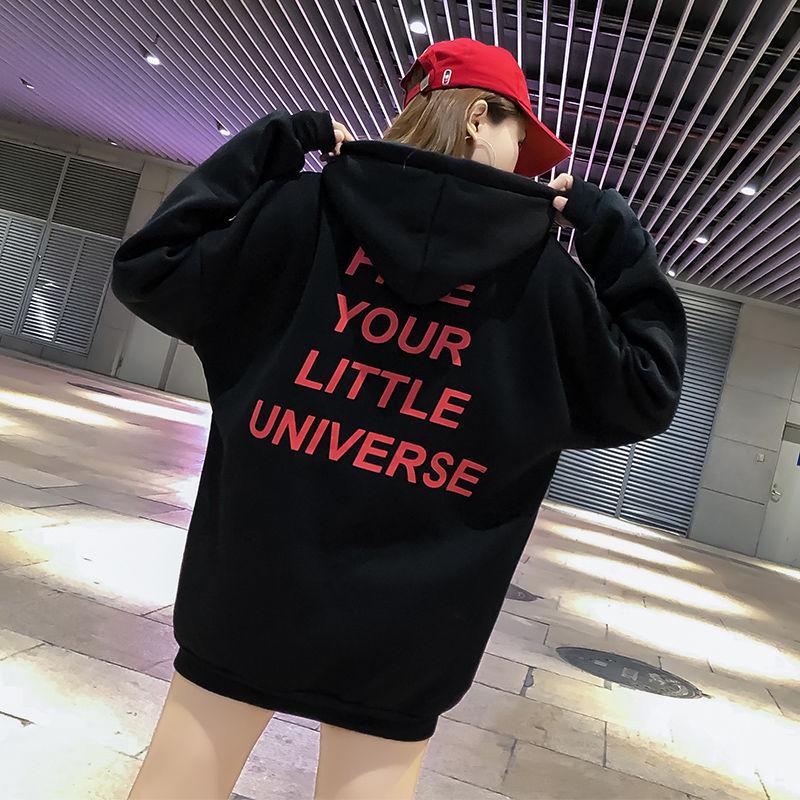 Hood Top Autumn Winter Sweatshirt Cotton Women's Sweatshirt Wild Large Size Long Sleeve Warm