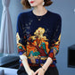 Autumn and winter ladies fur round neck bottoming shirt fashion printing shirt sweater