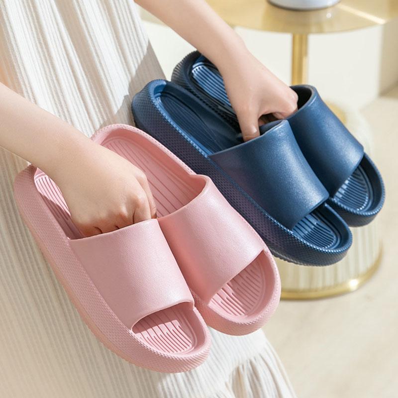 Slippers Women Summer 4CM Soles Soft Non-slip Shoes Outdoor Increased Slippers Wear-resistant Home Shoes Couple Shoes Unisex