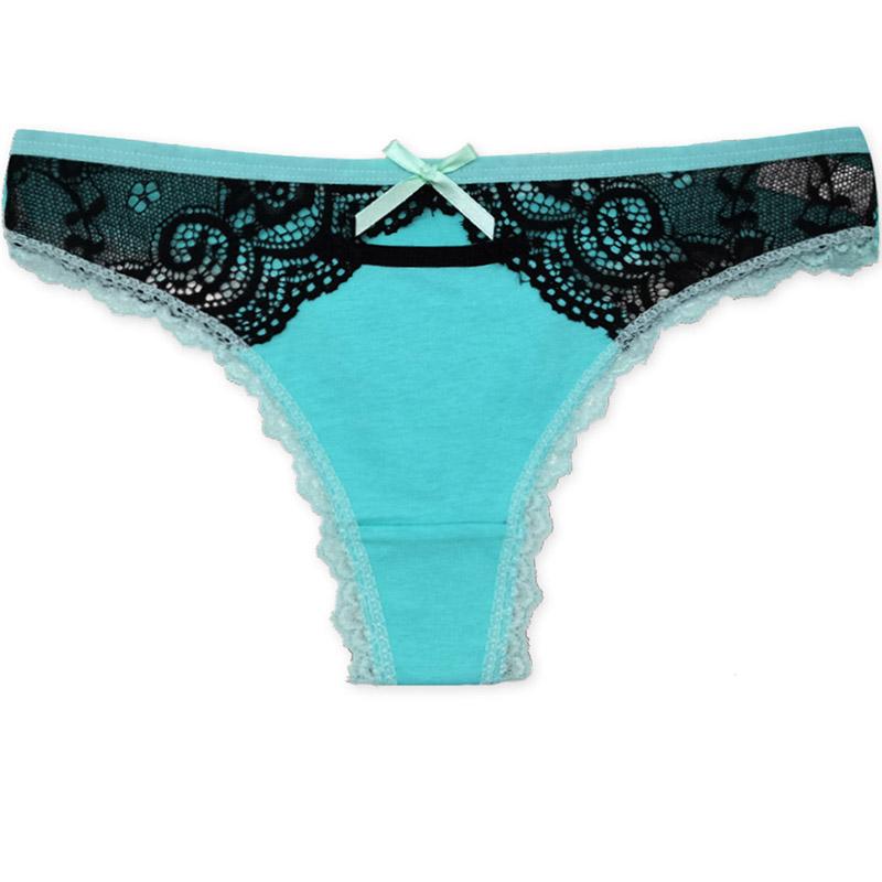 6pcs/set of Pure Cotton Underwear Women T-back Sexy Fashion Plus Size Thong Lace Solid Color Underwear