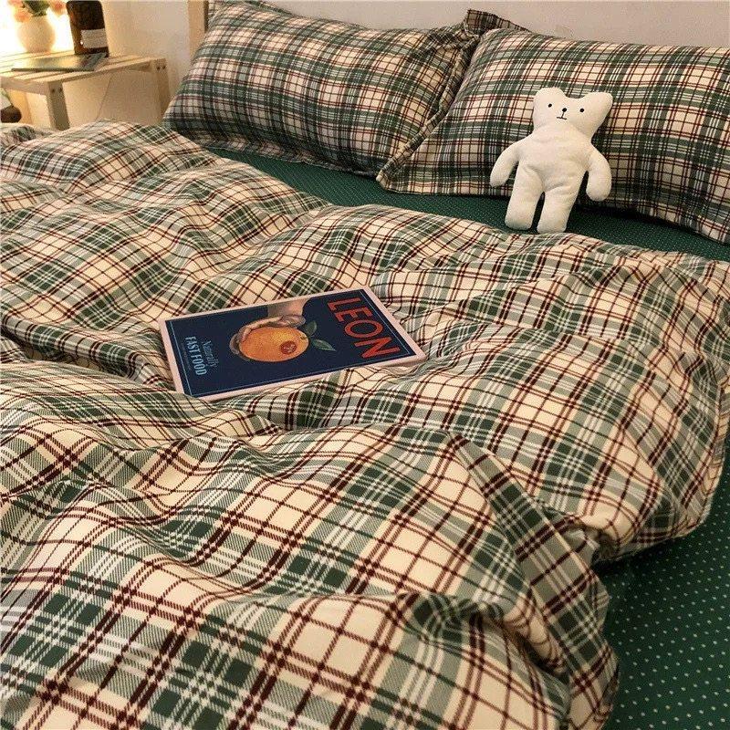 Home Duvet Cover Set Soft Cotton Comforter Cover Pillowcase Set Twin Queen Four-piece Household Bed Cover Set