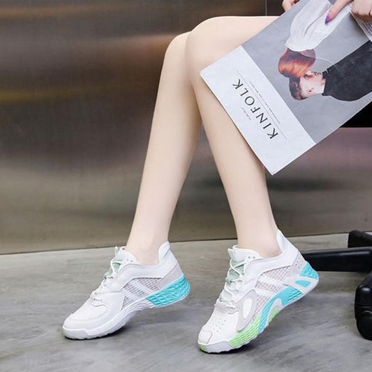 Genuine Leather Running Shoes Mesh Inner Increase Women's Shoes Soft Sole Casual Breathable Sports Shoes