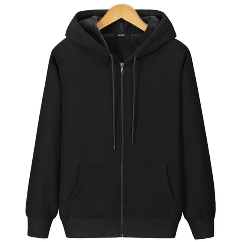 Autumn and Winter Sweatshirts Plus Fat Plus Size Plus Velvet Thick Men's Sweater Pure Cotton Hooded Zipper Fat Sweater