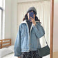 Women's Thick Denim Jacket Autumn and Winter Korean Style Wild Mid-length Lamb Hair Plus Velvet Cotton Clothes Women