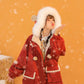 Big Fur Collar Padded Jacket Winter Clothes Cute Bear Ears Hair Ball Mid-length Plus Velvet Thick Padded Coat Student Girl