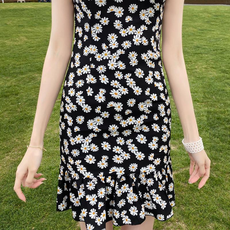 Little Daisy Cheongsam Improved Dress Short Floral Sexy Small Young Girl Daily Wear
