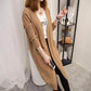 Winter Knit Sweater Cardigan Women's Mid-length Sweater Coat Thick Korean Version Loose Outer Gray