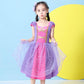 Frozen Children's Skirt Purple Long-haired Princess Dress Fluffy Net Gauze Festival Piano Performance Dress