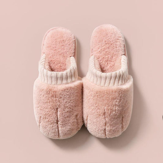 Autumn and Winter Fashion Cotton Slippers Indoor Non-slip Soft-soled Shoes Warm Simple Plush Cotton Shoes