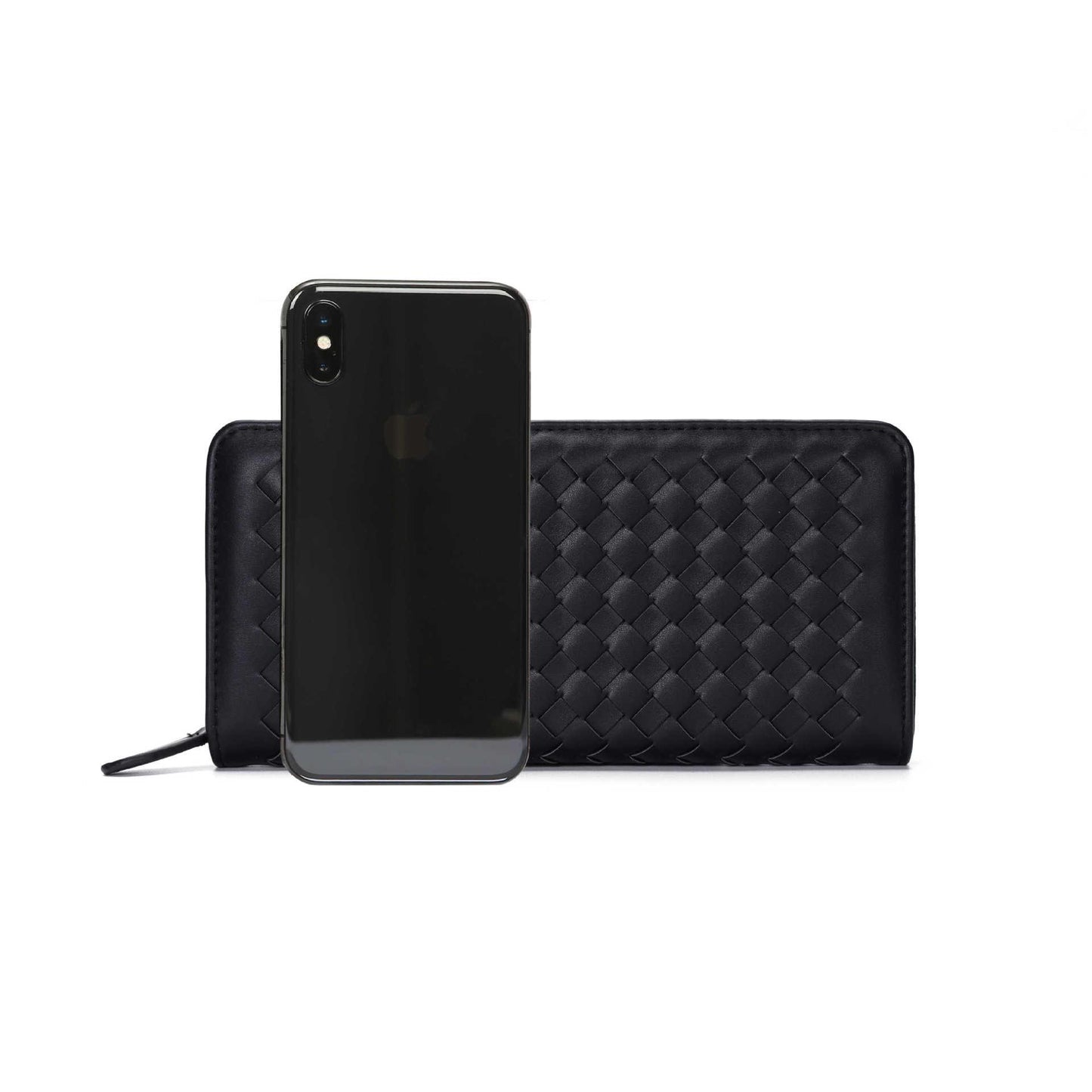 Business Long Wallet Men Women Anti-theft Weave Multi-card Holder Clutch Bag Mobile Phone Coin Bag