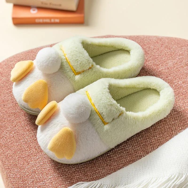 Women Winter Thick Soled Household Warm Slippers Cute Cartoon Non-slip Indoor Bedroom Slippers