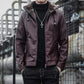 Plush Thick Men's Leather Jacket Winter Slim Hooded Trendy Handsome Motorcycle Leather Jacket