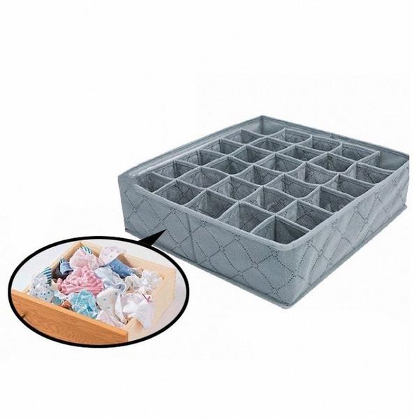 30 Cell Foldable Bamboo Underwear Socks Drawer Seperate Storage Box Charcoal