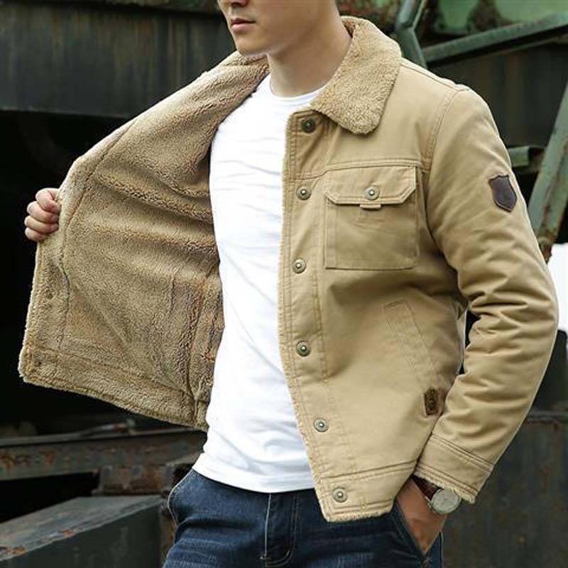 Winter Mens Jacket Large Size M-6XL Plus Velvet Thick Cotton Coat Men Warm Tooling Jacket