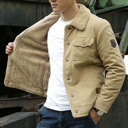Winter Mens Jacket Large Size M-6XL Plus Velvet Thick Cotton Coat Men Warm Tooling Jacket