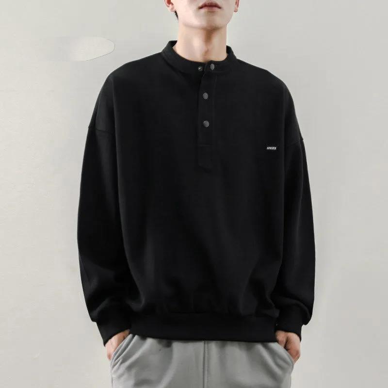 Spring and Autumn Round Neck Sweater Men's Tide Long-sleeved Casual Hooded Jacket Trendy Fashion All-match Bottoming Top