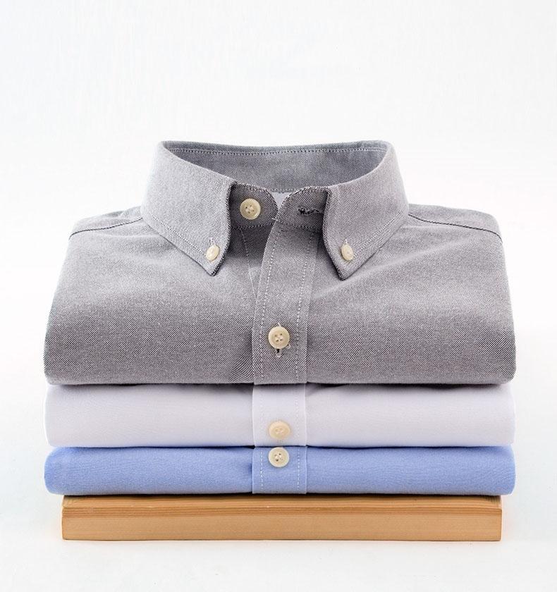 Men's Short-sleeved Shirt Solid Color Casual Cotton Shirt Young and Middle-aged Spring and Summer Oxford Shirt
