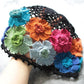 Gradient Stereo Flower Bag Head Hat Woman National Handmade Crochet Knit Hat Openwork Towel Hat