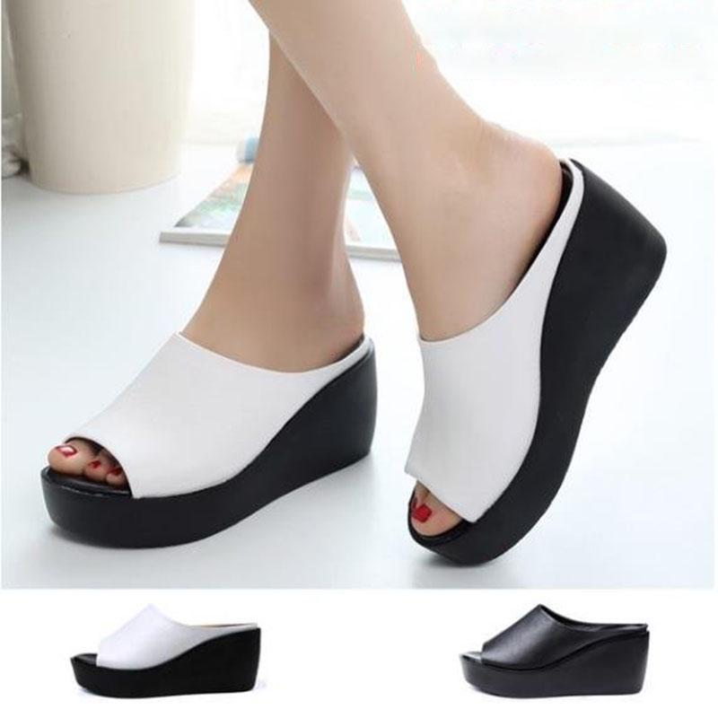 Women 'S Sandals Summer Wedge Heel Sandals Loose High -Heeled Thick Sole Slippers Wear Support Slipper Open Toe
