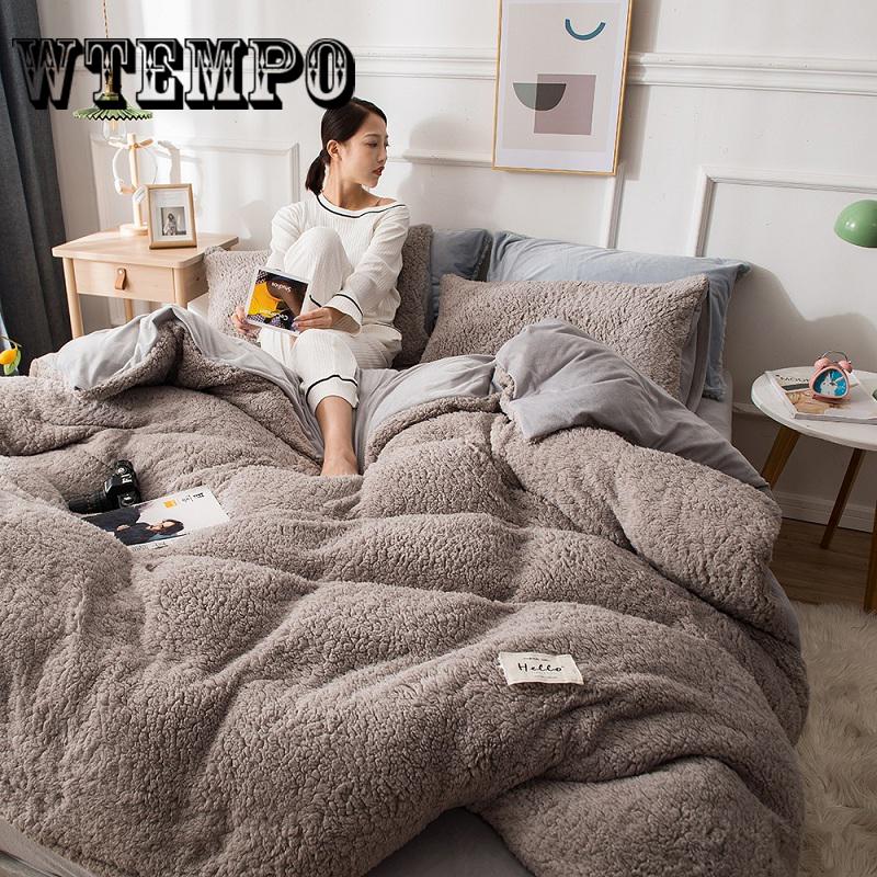 4pcs Cashmere Bedding Set Winter Warm Duvet Cover Sheet Pillowcase King Queen Size Bed Linen