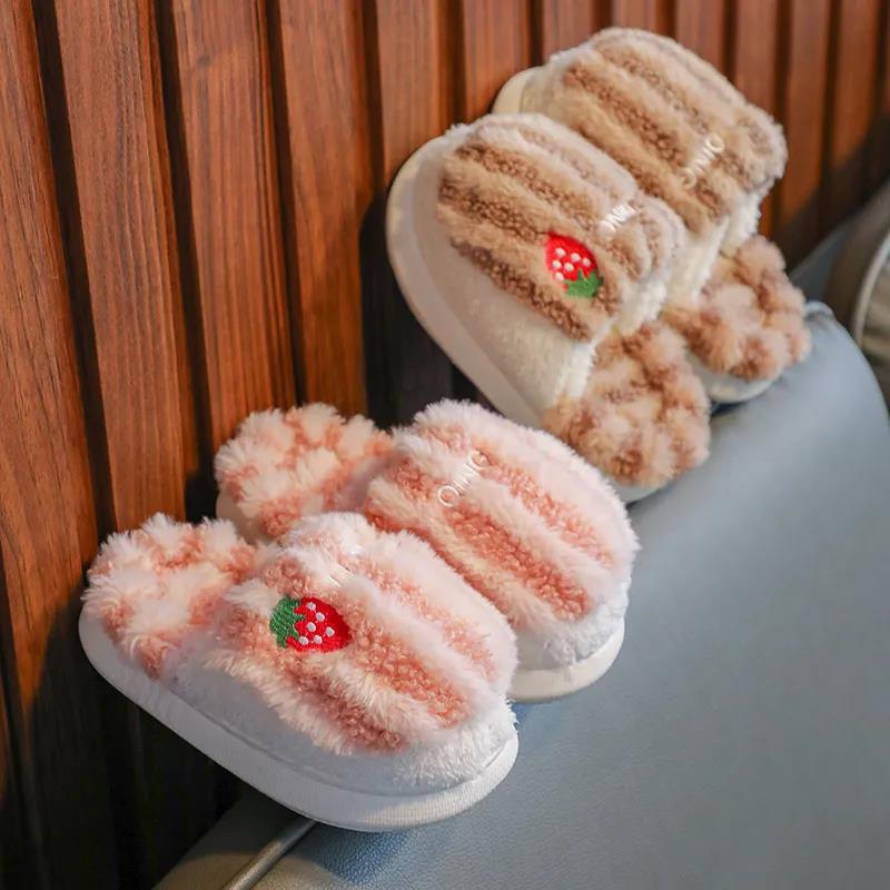 Children's Cotton Slippers Cartoon Thickened Warmth and Comfortable Non-slip Soft Bottom Home Parent-child Family of Three Baby Cotton Shoes