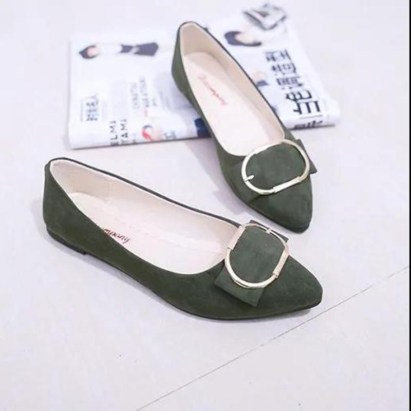 Pointed Toe Single Shoes All-match Square Buckle Women's Shoes Flat Heel Flat Shallow Mouth Comfortable Casual Women's Shoes Work Shoes