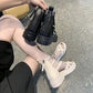 Net Red Women's Spring and Summer Sandals Flip Toe Platform Platform Women's Shoes Back Zipper Roman High Cutout Sandals