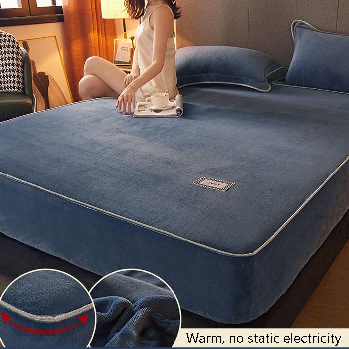 3pcs/set Winter Coral Fleece Bedspread Thick Warm Flannel Mattress Cover Non-slip Bedspread Protective Cover
