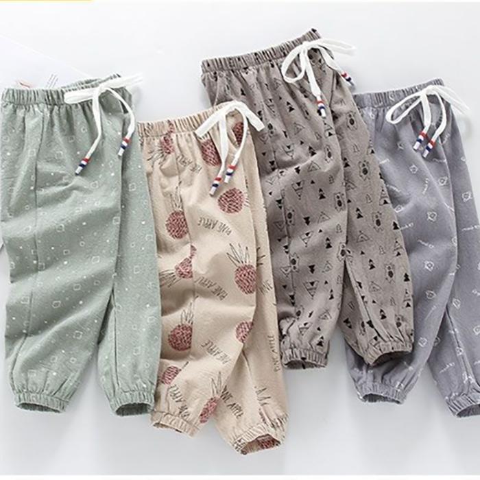 Children's Mosquito Pants Summer Thin Boys and Girls Printed Pineapple Geometry Pattern Trousers Casual Pants Leggings