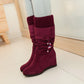 Bohemian Women's Snow Boots Increase Wedges Boots  Plus Velvet Calf-high Boots Winter Elastic High Boots