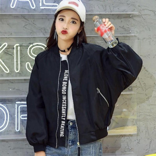 Baseball Uniform Short Jacket Solid Color Zipper Sports Casual All-match Jacket Women's Top Trendy