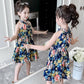 Children's Fashion Ruffle Print Dress Girl Casual Off Shoulder O-neck Above Knee Dresses